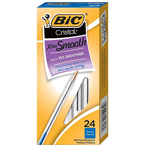 Product Cover BIC Cristal Xtra Smooth Ballpoint Pen, Medium Point (1.0mm), Blue, 24-Count