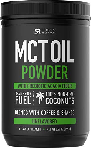 Product Cover Sports Research, MCT Oil Powder with Prebiotic Fiber, Unflavored, 8.99 oz (255 g)