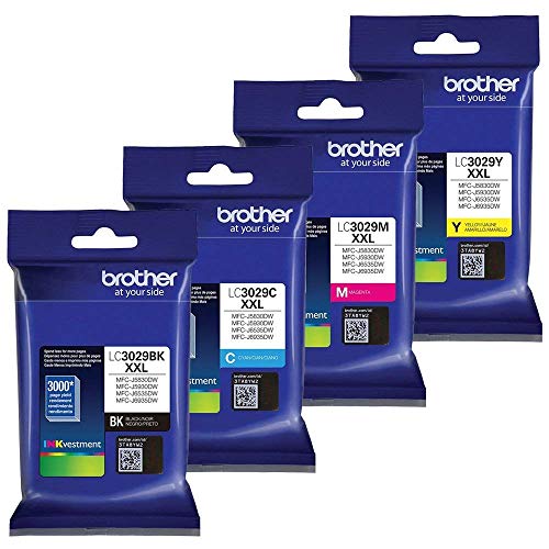 Product Cover Genuine Brother LC3029 (LC-3029) (BK/C/M/Y) Super High Yield Color Ink 4-Pack (Includes 1 Each LC3029BK, LC3029C, LC3029M, LC3029Y)