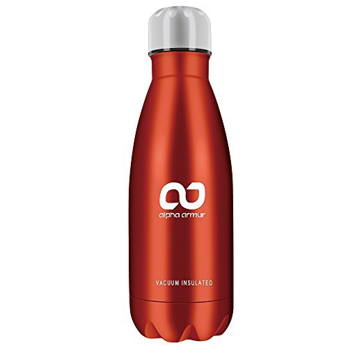Product Cover Alpha Armur 12 Oz (350ml) Insulated Water Bottle Double Wall Vacuum Insulated Stainless Steel Water Bottle with Narrow Mouth Kids Water Bottle Flask Thermos bicycle hiking Water Bottle, Red