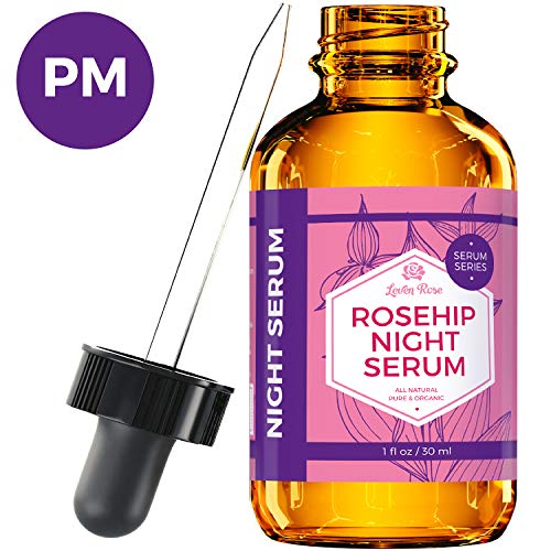 Product Cover Rosehip Night Serum by Leven Rose, 100% Pure Organic Natural Skin Renewal Brightening Complexion Anti Inflammatory Anti Aging 1 oz
