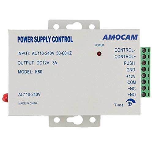 Product Cover AMOCAM K80 Power Supply Control AC 110-240V to DC 12V Power Supply for Access Control System Video Intercom Electric Strike Bolt Magnetic Lock Video Door Phone Power Supply Controller