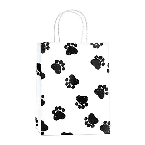 Product Cover Gift Bags 25Pcs 8x4.25x10.5 Inches BagDream Shopping Bags, Paper Bags, Kraft Bags, Retail Bags, Holiday Party Bags, Dog's Paw Prints Paper Bags with Handles, Paw Print Gift Bags
