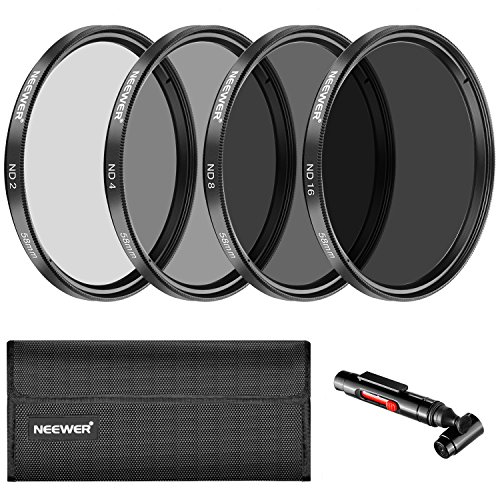 Product Cover Neewer 58MM Neutral Density ND2 ND4 ND8 ND16 Filter and Accessory Kit for Canon EOS Rebel T6i T6 T5i T5 T4i T3i SL1 DSLR Camera, Lens Pen, Filter PouchIncluded