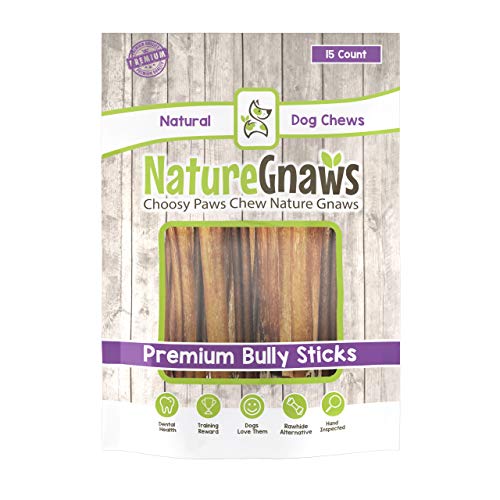Product Cover Nature Gnaws Small Bully Sticks 5-6 inch (15 Pack) - 100% Natural Grass Fed Premium Beef Dog Chews