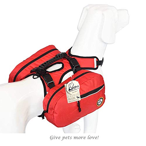 Product Cover Saddle Bag Backpack for Large Dog, Detachable Pack Instantly Turns into Harness, Adjustable Tripper Hound Saddlebag Travel Hiking Camping
