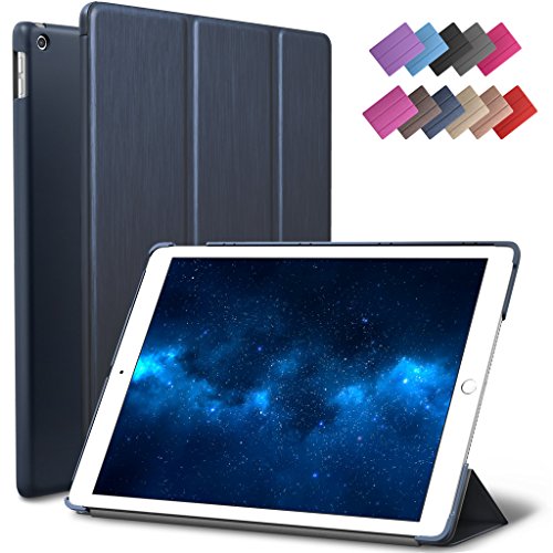 Product Cover New iPad 9.7-inch 2018 2017 Case, ROARTZ Metallic Navy Blue Slim-Fit Smart Rubber Folio Case Hard Cover Light-Weight Wake Sleep for Apple iPad 5th 6th Generation Retina Model A1893 A1954 A1822 A1823