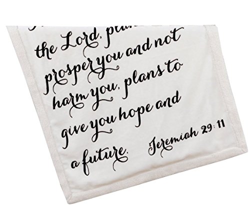 Product Cover Scripture Throw Blanket for Baby or Children | Jeremiah 29:11 | Best Boy or Girl Shower or Birthday Gift | Ivory on Ivory Fleece Sherpa