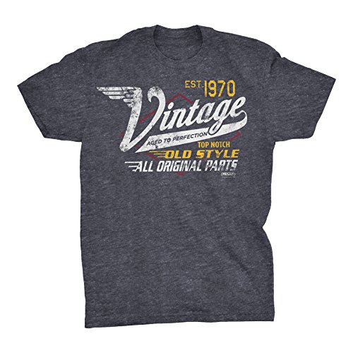 Product Cover 50th Birthday Gift T-Shirt - Vintage 1970 Aged to Perfection - Racing-Dk. Heather-Lg