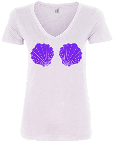 Product Cover Threadrock Women's Mermaid Seashell Bikini V-Neck T-Shirt XL White
