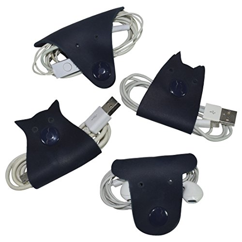 Product Cover Furry Friends 4-Pack Cord Keeper (Cord Clam) Handmade by Hide & Drink :: Slate Blue