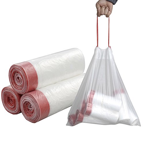 Product Cover Pekky 7 Gallon Drawstring Trash Bags, Clear, Heavy Duty, 120 Counts/ 3 Rolls