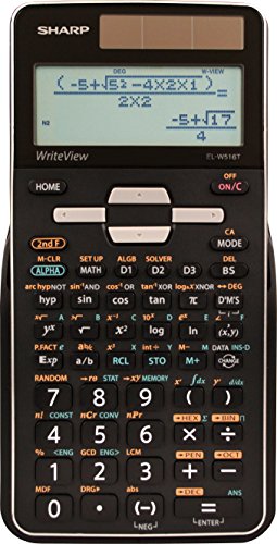Product Cover Sharp EL-W516TBSL 16-Digit Advanced Scientific Calculator with WriteView 4 Line Display, Battery and Solar Hybrid Powered LCD Display, Black & White