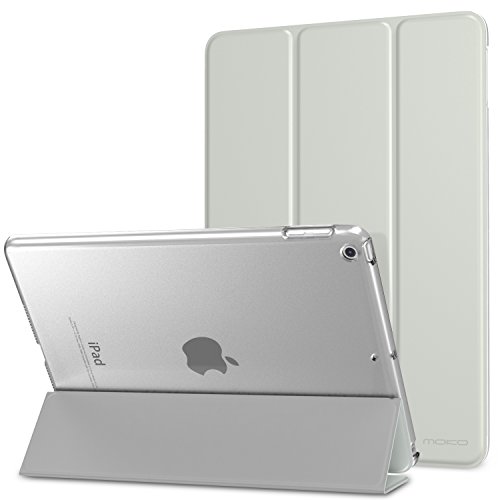 Product Cover MoKo Case Fit iPad 9.7 5th/6th Generation - Slim Lightweight Smart Shell Stand Cover with Translucent Frosted Back Protector Fit Apple iPad 9.7 Inch 2018/2017, Silver (Auto Wake/Sleep)