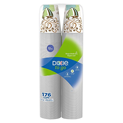 Product Cover Dixie To Go Insulated Hot or Cold Cups - 100% Foam Free - Coffee Haze Design, 12 oz. (176 ct.)