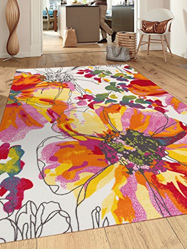 Product Cover Modern Bright Flowers Non-Slip (Non-Skid) Area Rug 8 x 10 (7' 10