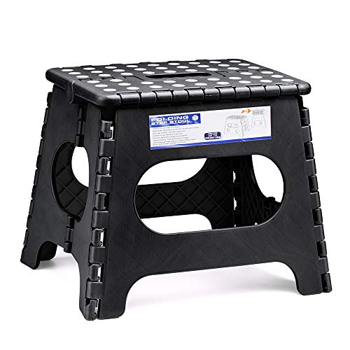 Product Cover ACSTEP Acko Folding Step Stool for Kids and Adults-11 Height Lightweight Plastic Stepping Stool. Foldable Step Stool Hold up to 300lbs Non Slip Collapsible Stool Black