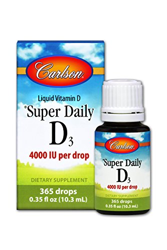 Product Cover Carlson - Super Daily D3, 4000 IU per Drop, 1-Year Supply, Heart & Immune Health, Liquid Vitamin D3, Unflavored, 365 Drops