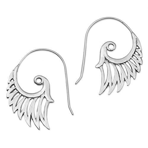 Product Cover NOVICA Paisley Spiral .925 Sterling Silver Drop Earrings 'Winged Beauty'