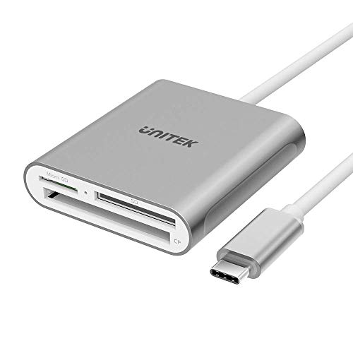 Product Cover Unitek USB C SD Card Reader, Aluminum 3-Slot USB 3.0 Type-C Flash Memory Card Reader for USB C Device, Supports SanDisk Compact Flash Memory Card and Lexar Professional CompactFlash Card - Grey