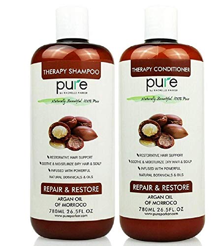 Product Cover PURE Shampoo and Conditioner Set, HUGE 26.5 oz. Each Extra Strength Formula with Keratin & Dead Sea Minerals, Moisturizes Dry & Damaged Hair (Argan Oil Shampoo & Conditioner)