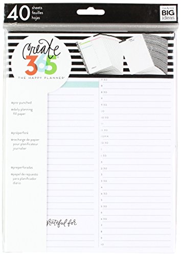 Product Cover me & my BIG ideas Daily Planning Sheets - The Happy Planner Scrapbooking Supplies - 40 Pre-Punched Daily Pages - Daily Planning Fill Paper - Hourly Breakdown Slots - Make Lists - Classic Size