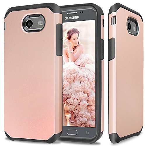 Product Cover TJS Samsung Galaxy J7 Sky Pro Case, Galaxy J7 Perx Case, Galaxy J7 V Case, Galaxy Halo Case, Galaxy J7 Prime Case, Tjs Ultra Thin Slim Hybrid Shockproof Impact Protection Case Armor Cover (Rose Gold)
