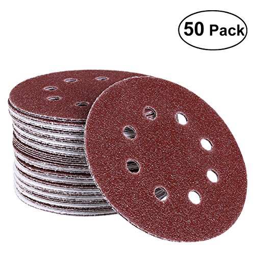 Product Cover UEETEK Hook and Loop Sanding Discs 8 Hole 5 Inch 40 Grit Sandpaper round shape（Pack of 50）