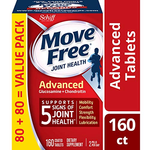 Product Cover Glucosamine & Chondroitin Advanced Joint Health Supplement Tablets, Move Free (160 count in a bottle), Supports Mobility, Flexibility, Strength, Lubrication and Comfort