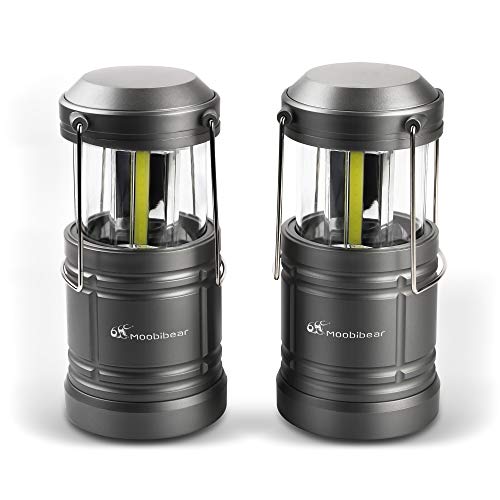 Product Cover LED Camping Lantern Lights Collapsible - Moobibear 500lm COB Technology LED Storm & Power Outage Lantern Battery Powered with Magnetic Base for Night, Fishing, Hiking, Emergencies, 2 Pack
