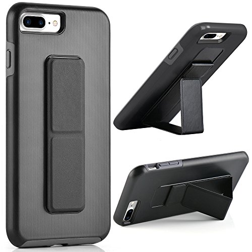 Product Cover ZVEdeng iPhone 8 Plus Case, iPhone 7 Plus Case, Hand Strap Vertical and Horizontal Stand Magnetic Kickstand Dual Layer Drop Protection Case for iPhone 7 Plus / 8 Plus 5.5'' Black and Grey