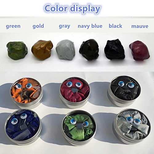 Product Cover GracesDawn 6 Set Magnetic Putty Slime Super Stress Reliever Infused with Iron Relaxing Fun A Set of A Set of 6 Boxes, 6 Colors（Gold,red,Green,Gray,Navy Blue,Black,Mauve Once to Meet All