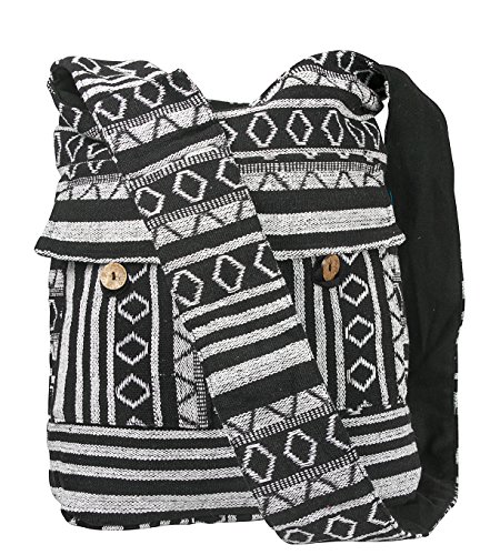 Product Cover Tribe Azure Aztec Black White Woven Handmade Crossbody Hobo Women Shoulder Bag Sling Casual Large