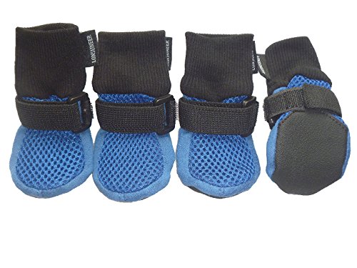 Product Cover Lonsuneer Dog Boots Breathable and Protect Paws with Soft Nonslip Soles Blue Color Size XS - Inner Sole Width 1.97 Inch