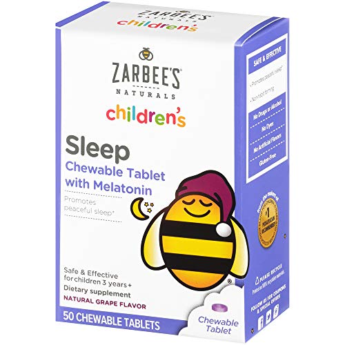 Product Cover Zarbee's Naturals Children's Sleep with Melatonin Supplement, Natural Grape Flavor, 50 Chewable Tablets