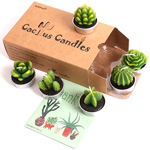 Product Cover AIXIANG 6 Styles Cactus Tealights Candle Delicate Succulent Tealight candles for Home Decor New Year Presents, Housewarming Gifts Candles Ideas, House Warming Presents Ideas for New Home Decor (6 Pcs)