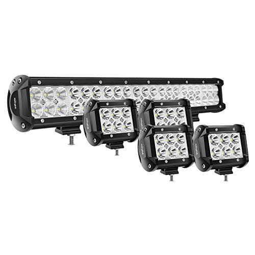 Product Cover Nilight 20Inch 126W Spot Flood Combo Led Light Bar 4PCS 4Inch 18W Spot LED Pods Fog Lights for Jeep Wrangler Boat Truck Tractor Trailer Off-Road,2 years Warranty