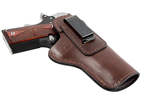 Product Cover Relentless Tactical The Defender Leather IWB Holster - Fits Most 1911 Style Handguns - Kimber - Colt - S & W - Sig Sauer - Remington - Ruger & More - Made in USA - Brown Right Handed