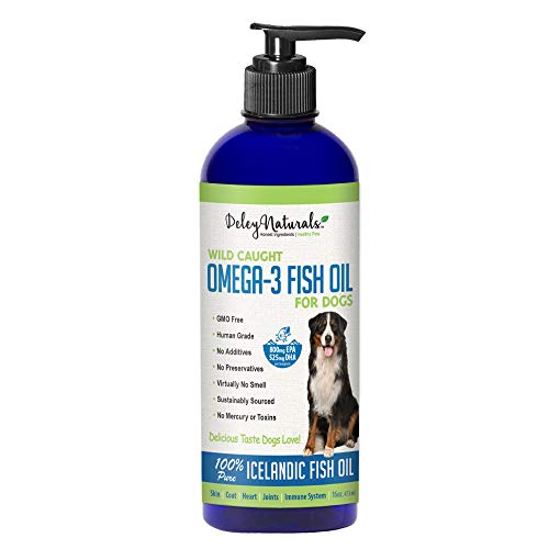 Product Cover Wild Caught Fish Oil for Dogs - Omega 3-6-9, GMO Free - Reduces Shedding, Supports Skin, Coat, Joints, Heart, Brain, Immune System - Highest EPA & DHA Potency - Only Ingredient is Fish - 16 oz