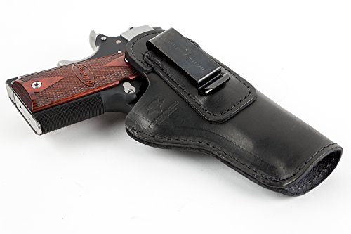 Product Cover Relentless Tactical The Defender Leather IWB Holster - Fits Most 1911 Style Handguns - Kimber - Colt - S & W - Sig Sauer - Remington - Ruger & More - Made in USA - Black Right Handed