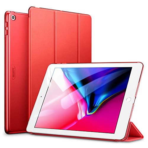 Product Cover ESR Yippee Trifold Smart Case for iPad 9.7 2018/2017, Lightweight Smart Cover with Auto Sleep/Wake, Microfiber Lining, Hard Back Cover for iPad 9.7 iPad 5th / 6th Generation, Red