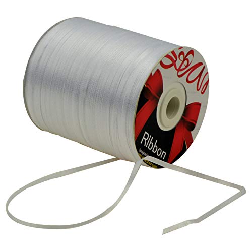 Product Cover 1/8-Inch Satin Ribbon by 870 Yard Giant Spool | Double Face Woven Polyester Ribbon Hanging Tag&Card for Art Projects | No Fading Scrapbook Fabric Ribbon (1/8-Inch x 870 Yard x 1 Spool, White)