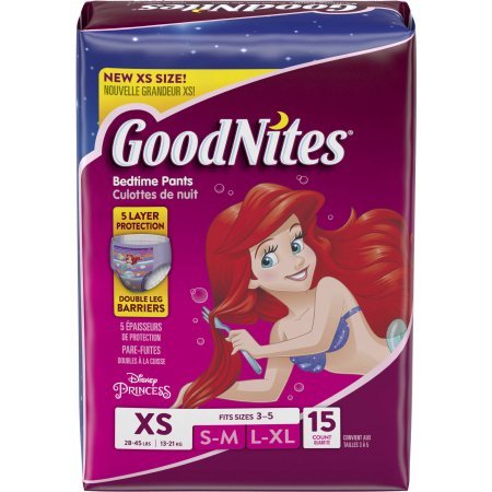 Product Cover Pull-Ups GoodNites Bedtime Pants for Girls, 15 count, Ariel Disney Princess, XSmall