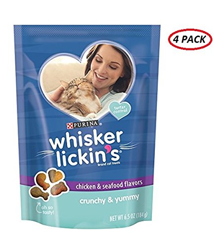 Product Cover Purina Whisker Lickin's Crunchy & Yummy Chicken & Seafood Cat Treats (6.5 oz. Pouch (Pack of 4))