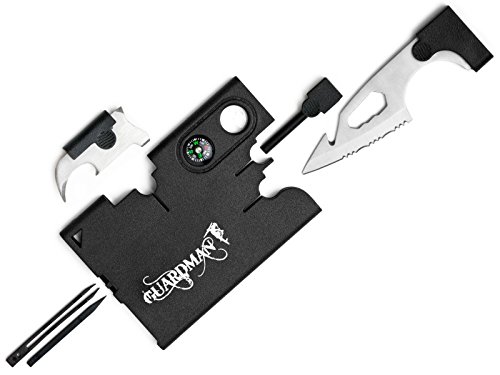 Product Cover Guardman Upgraded 12 in 1 Tool Card with Fire Starter and Whistler Survival Credit Card Camping Knife Valentines Day Gifts for Men Under 20 Dollars