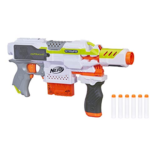 Product Cover NERF Modulus Motorized Toy Blaster with Drop Grip, Barrel Extension, 6-Dart Clip, 6 Official Darts for Kids, Teens, & Adults (Amazon Exclusive)