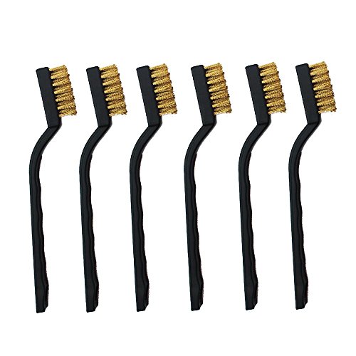Product Cover Yaatao 6 Pieces Mini Brass Wire Brush Set for Cleaning Welding Slag and Rust