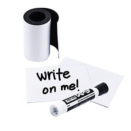 Product Cover Houseables Write On Magnetic Roll, Dry Erase Magnet Strip, Glossy White, 3 Inch Wide x 10' Long, Wipe Off Labels, Magnetically Receptive Whiteboard Sheet, Board Magnets, for Shelf, Filing Cabinet