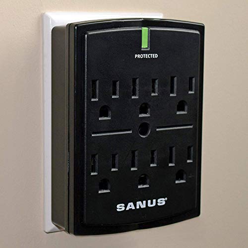 Product Cover SANUS On-Wall Low Profile 1080J Fireproof Surge Protector with 6 AC Outlets & 3 Lines of Protection - Includes Power Signal Filtering
