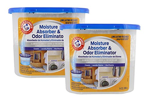 Product Cover Arm & Hammer Moisture Absorber & Odor Eliminator 14oz Tub, 2 Pack - Eliminates Musty Odors & Freshens Air for Closets, Laundry rooms, Mud Rooms